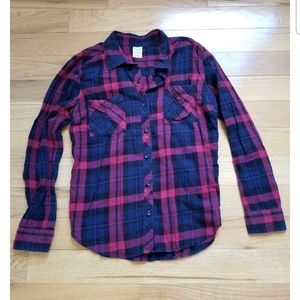 Faded glory button down plaid shirt